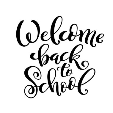 Okul handdrawn geri geldiniz vektör yazı. Vektör çizim.