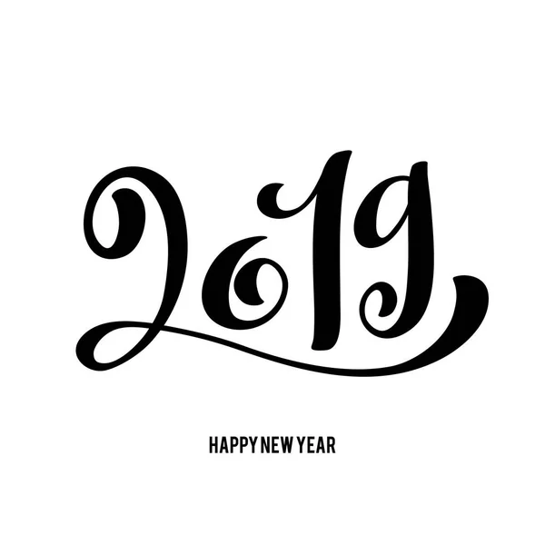 新的2019年快乐。带有字母组合的矢量插图 — 图库矢量图片
