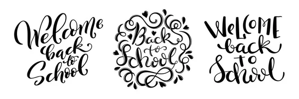 Bienvenido de nuevo a la escuela. Juego de letras dibujadas a mano. Ilustración vectorial . — Vector de stock