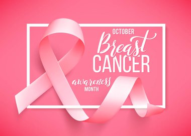 Göğüs kanseriyle ilgili el yazısıyla yazılmış bir poster. Gerçekçi pembe kurdele.