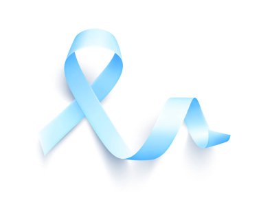 Realistic blue ribbon, world prostate cancer day symbol in november, vector. Poster for prostate cancer awareness month clipart