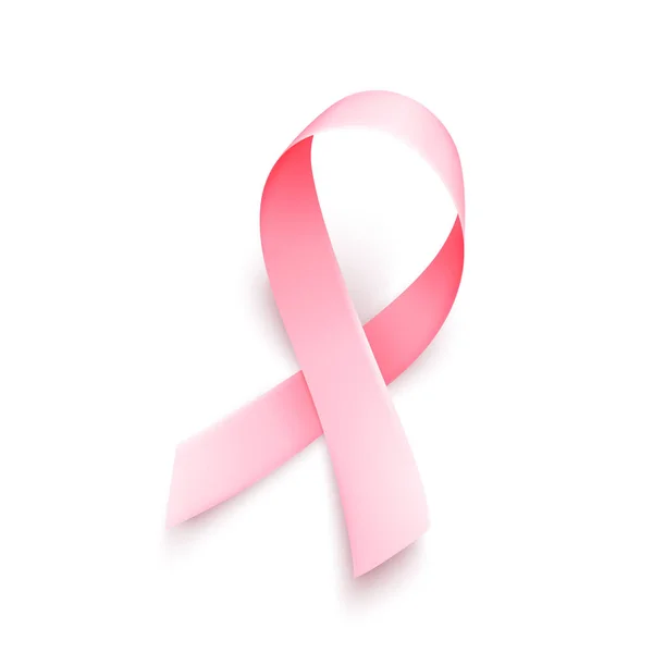 Fita rosa realista. Símbolo do mês de conscientização do câncer de mama em outubro . —  Vetores de Stock