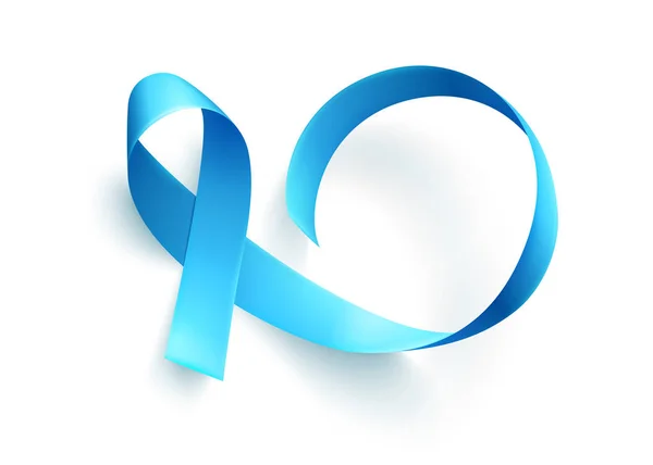Gerçekçi mavi kurdele beyaz arka plan üzerinde. Prostat kanseri duyarlılığı ayı Kasım ayında sembolü. Vektör
