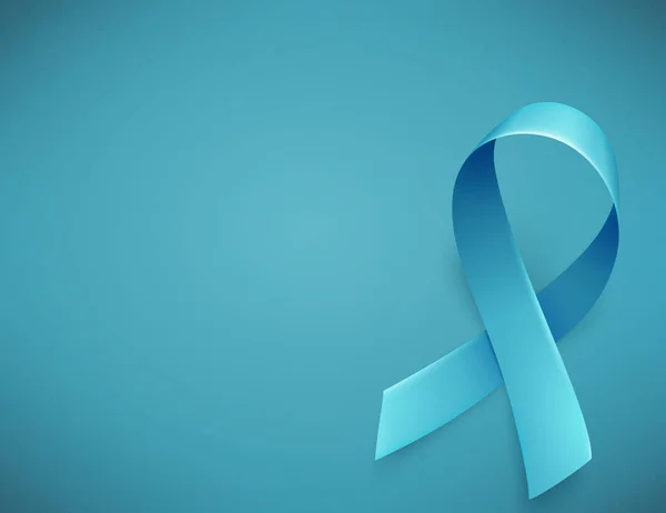 Realistyczna niebieska wstążka symbol świadomości raka gruczołu krokowego miesiąc w listopadzie. Tło szablonu plakatu. Wektor — Wektor stockowy