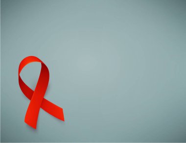Arka plan gerçekçi kırmızı kurdele, Dünya AIDS Günü sembolü, 1 Aralık ile. Dünya kanser günü sembolü, 4 Şubat. Vektör.