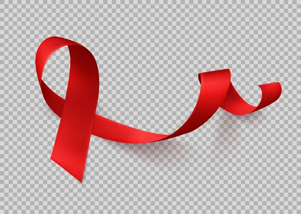 Fita vermelha realista, símbolo de dia de ajudas de mundo, 1 dezembro, ilustração de vetor. Dia mundial do câncer - 4 de fevereiro . —  Vetores de Stock