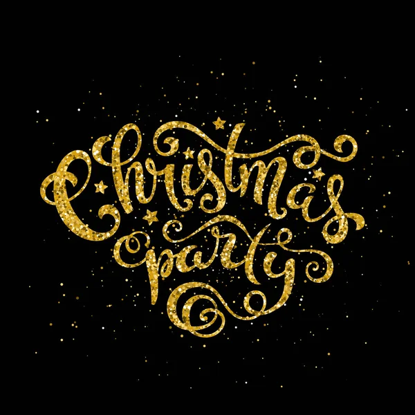 Goldene fröhliche Weihnachtsfeier handgeschriebenen Schriftzug. Schriftzug Design Card Vorlage. Vektor. — Stockvektor