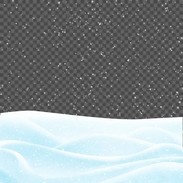 Сніговий пейзаж ізольований на прозорому фоні. Шаблон дизайну для зимового оздоблення. фон зі снігопадами . — стоковий вектор