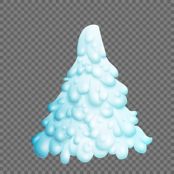 Árbol de Navidad de hadas. El abeto está completamente cubierto de nieve. Vector — Vector de stock