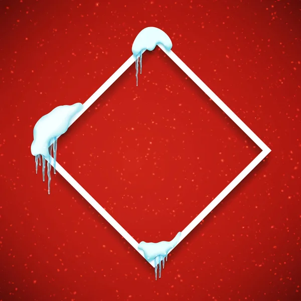 Rahmen mit realistischem Schnee und Eiszapfen. schöne Wintervorlage für frohe Weihnachten. Vektor — Stockvektor