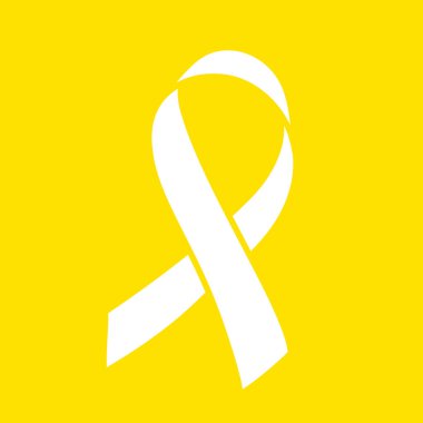 Sarı arka plan üzerinde şerit. Dünya çocukluk kanser farkındalık sembolü, vektör çizim.