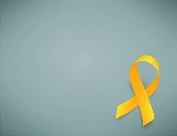 Arrière-plan avec ruban jaune réaliste. Symbole mondial de sensibilisation au cancer chez l'enfant, illustration vectorielle . — Image vectorielle