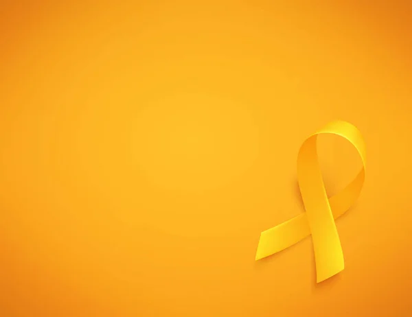 Fondo con cinta amarilla realista. Símbolo mundial de conciencia del cáncer infantil, ilustración vectorial . — Vector de stock