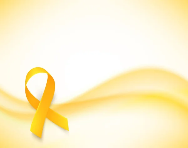 Arrière-plan avec ruban jaune réaliste. Symbole mondial de sensibilisation au cancer chez l'enfant, illustration vectorielle . — Image vectorielle