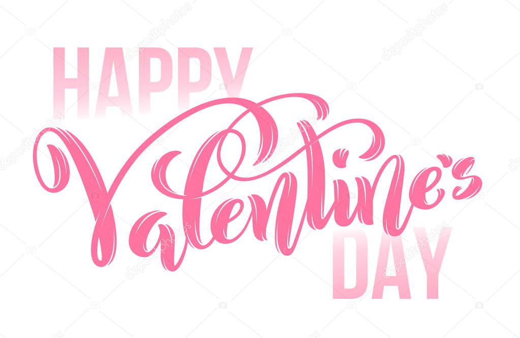Happy Valentines Day card. Template poster with handdrawn lettering. Vector