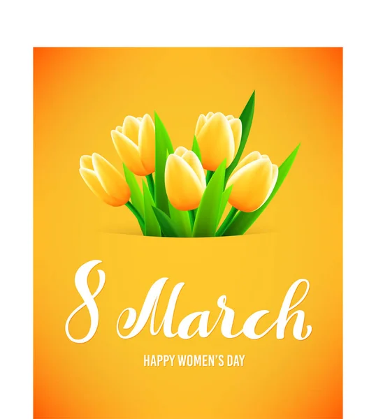 Grußkarte zum Internationalen Frauentag am 8. März. Vorlagenposter mit handgezeichneter Kalligrafie. Vektor. — Stockvektor