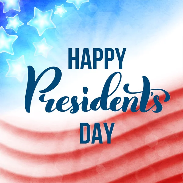 Feliz Dia dos Presidentes no cartão dos EUA. Cartaz de modelo com letras manuscritas. Vetor —  Vetores de Stock