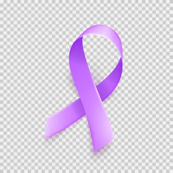 Realistic purple ribbon symbol of World Epilepsy day. March 26. Vector. — Stock Vector