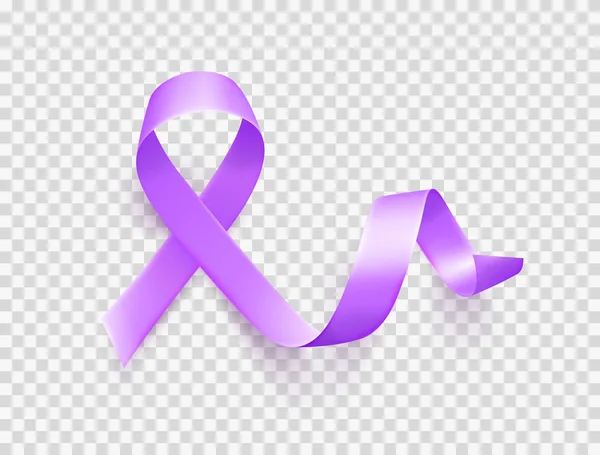 World Epilepsy day. March 26. Realistic purple ribbon symbol. Template for poster with handdrawn lettering. Vector. — Stock Vector