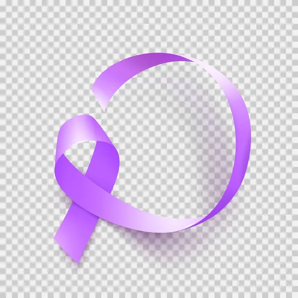Světový den epilepsie. 26. března. Symbol realistické fialovou stuhou. Šablona pro plakát s handdrawn písma. Vektor. — Stockový vektor
