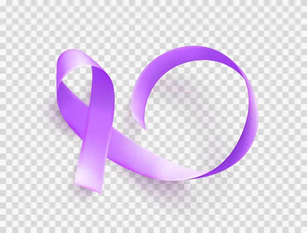 Världsdagen för epilepsi. 26 mars. Realistiska purple ribbon-symbolen. Mall för affisch med handdrawn bokstäver. Vektor. — Stock vektor