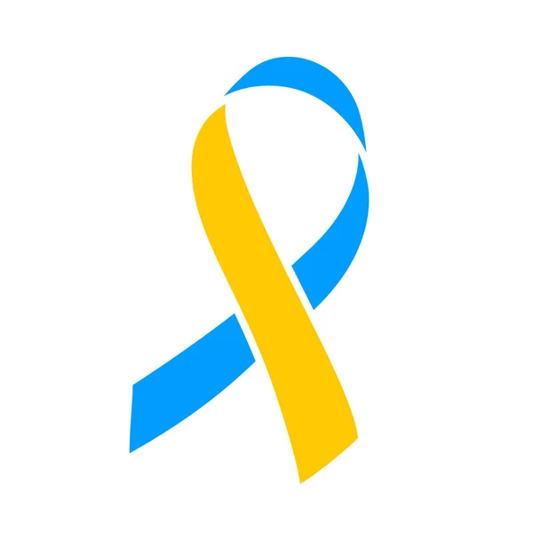 Día Mundial del Síndrome de Down. 21 de marzo. Símbolo de cinta azul amarilla. Plantilla para póster. Vector . — Archivo Imágenes Vectoriales