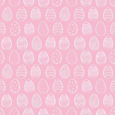 Mutlu Paskalya için sorunsuz arka plan. Desenli dekoratif Paskalya yumurtaları. Vektör.