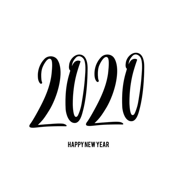 Šťastný nový rok 2020 karta s kreslené písmeny. — Stockový vektor