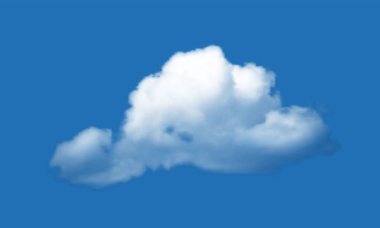 Mavi gökyüzü arka plan üzerinde gerçekçi bulut. Vektör çizimi.