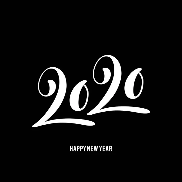 新年快乐 2020 海报与手绘字母. — 图库矢量图片