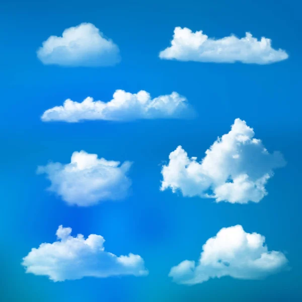 Nagy készlet átlátszó felhők. Reális látványelemek. — Stock Vector