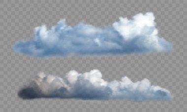 Saydam arka plan üzerinde gerçekçi bulut. Vektör çizimi.