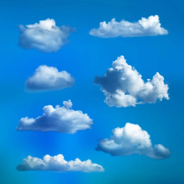 Big set of transparent clouds. Realistic design elements. — Stock Vector