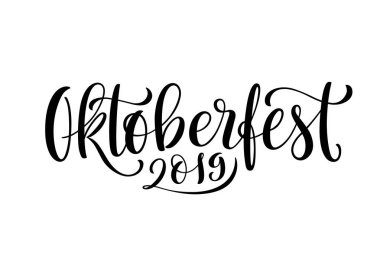 Happy Oktoberfest 2019 kutlama arka plan. El yazısı. Vektör.