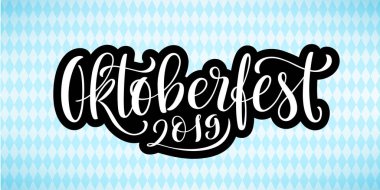 Mutlu Oktoberfest 2019 afişi. Bira festivali dekorasyon rozeti simgesi.