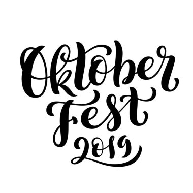 Happy Oktoberfest 2019 kutlama arka plan. El yazısı. Vektör.