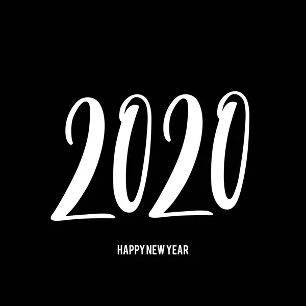 Happy New Year 2020 poster with hand drawn lettering.