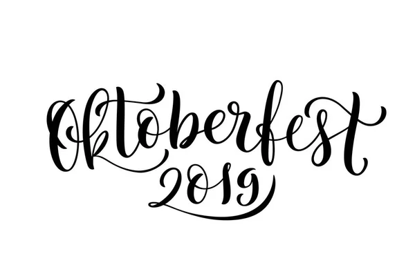 Happy Oktoberfest 2019 Celebration bakgrund. Handritade bokstäver. Vektor. — Stock vektor