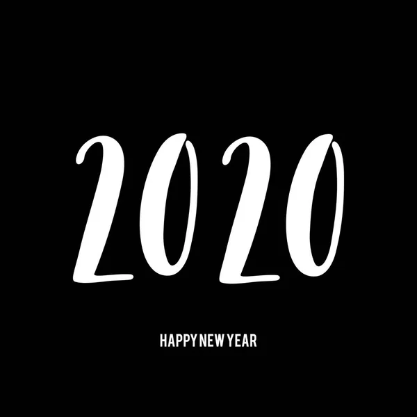 新年快乐 2020 海报与手绘字母. — 图库矢量图片