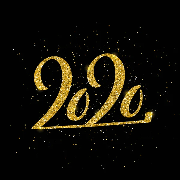 Gott nytt år 2020 affisch med handritade bokstäver. — Stock vektor