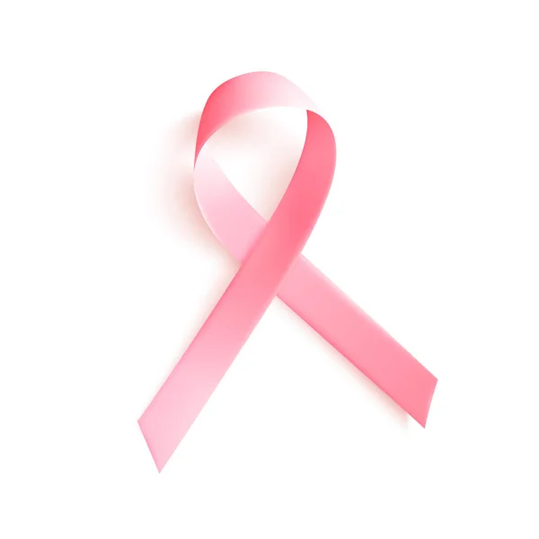 Fita rosa realista. Símbolo do mês de conscientização mundial do cancro da mama em outubro. Ilustração vetorial . —  Vetores de Stock