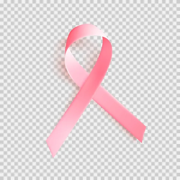 Realistische roze lint. Symbool van de wereld van de Breast canser bewustzijn maand in oktober. Vector illustratie. — Stockvector