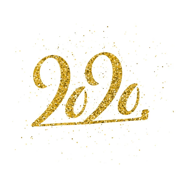 Happy New Year 2020 poster with hand drawn lettering. — Stock Vector