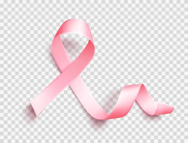 Satynowa różowa wstążka. Realistyczny symbol medyczny dla krajowego miesiąca świadomości raka piersi w październiku. Wektor. — Wektor stockowy