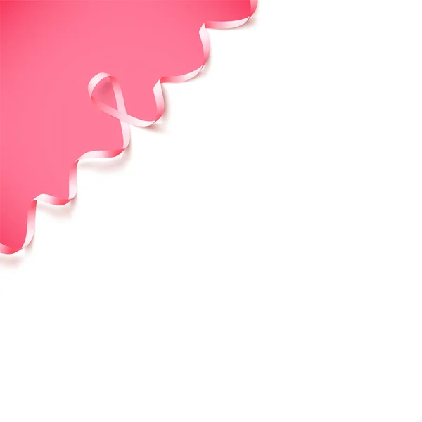 Modelo de cartaz com fita rosa realista. Símbolo do mês nacional de conscientização do cancro da mama em outubro. Vetor . —  Vetores de Stock
