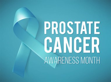 Poster with blue ribbon. Realistic medical symbol for prostate cancer awareness month in november. Vector