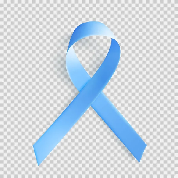 Cinta azul satinado sobre fondo transparente. Símbolo médico realista para el mes de noviembre de conciencia sobre el cáncer de próstata . — Archivo Imágenes Vectoriales