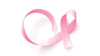 Gerçekçi pembe kurdele. Ekim ayındaki dünya göğüs kanseri farkındalığı sembolü.
