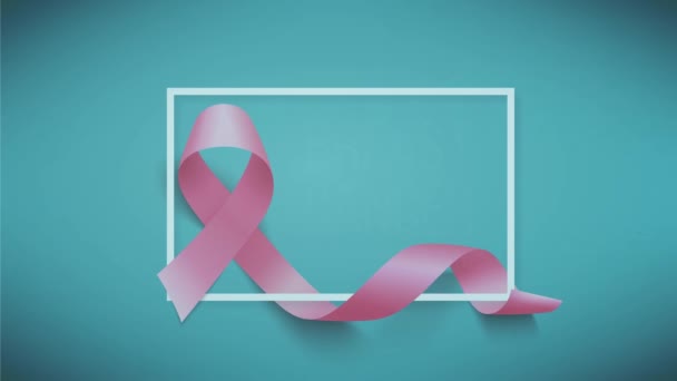 Ruban rose réaliste. Symbole du mois mondial de sensibilisation au canser mammaire en octobre. — Video