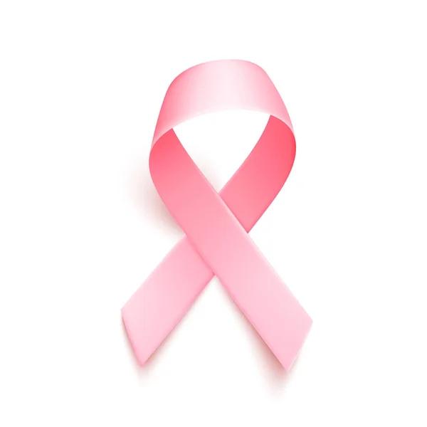 Consciência de câncer de mama fita rosa sobre fundo branco —  Vetores de Stock